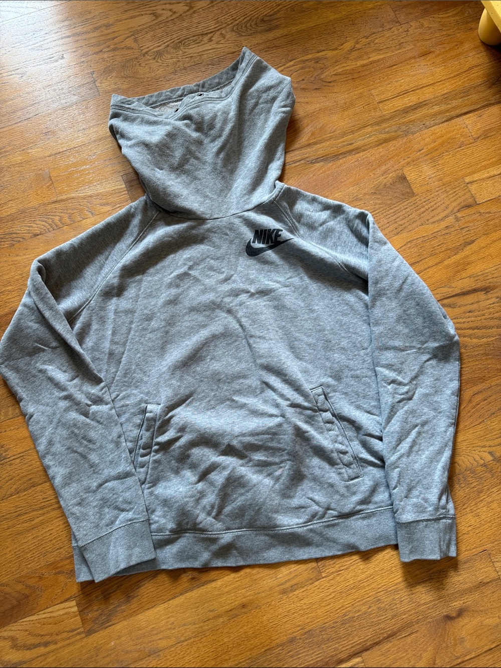 Nike Grey Men's Pullover Hoodie with Black Logo